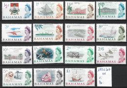 BAHAMAS 193 à 207 ** Côte 70 € - 1963-1973 Interne Autonomie