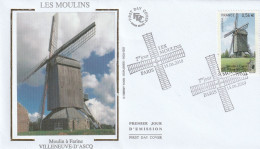 2010 " MOULIN A FARINE DE VILLENEUVE-D'ASCQ " Sur Enveloppe 1er Jour Sur Soie N° YT 4489. FDC à Saisir ! - Windmills