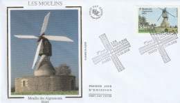 2010 " MOULIN DES AIGREMONTS  BLERE " Sur Enveloppe 1er Jour Sur Soie N° YT 4487. FDC à Saisir ! - Windmills