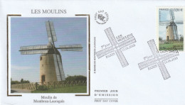 2010 " MOULIN DE MONTBRUN-LAURAGAIS " Sur Enveloppe 1er Jour Sur Soie N° YT 4485. FDC à Saisir ! - Windmills