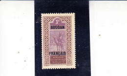 SUDAN  1921 - Yvert  20* (L) - Cammello - Neufs