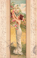 ARTS - Peintures Et Tableaux - Une Femme Décrochant Une Fleur Sur Les Branches - Carte Postale Ancienne - Paintings