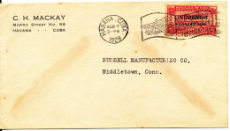 Cuba Cover Habana 7-8-1928 Single Franked Lindbergh Febrero 1928 - Lettres & Documents