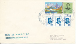 Argentina Cover Antarctic Base De Ejercito General Belgrano Sent To Australia 20-9-1977 - Lettres & Documents