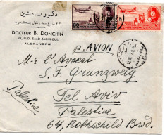 72754 - Ägypten - 1947 - 30M Luftpost MiF A LpBf (kl Mgl) ALEXANDRIA -> Palaestina - Briefe U. Dokumente