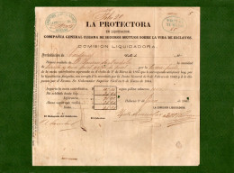 T-ES SEGURO DE ESCLAVOS 1867 La Protectora En Liquidacion SCHIAVI ESCLAVES SLAVES SKLAVEN - Autres & Non Classés