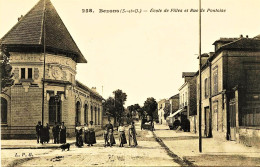 4635  -  BEZONS  :   Ecole De Filles Et Rue De Pontoise  CIRCULEE EN 1912 - Bezons