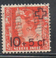 DUTCH INDIA INDIE INDE NEDERLANDS HOLLAND OLANDESI NETHERLANDS INDIES 1940 QUEEN WILHEMINA SURCHARGED 10c + 5c USED - Nederlands-Indië