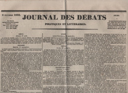 JOURNAL DES DEBATS 06 10 1836 - PIEMONT CHOLERA - DUBLIN / IRLANDE O'CONNELL - ALGERIE - COMPIEGNE - TOULON - LAVAL - 1800 - 1849