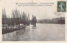 Boulogne  Billancourt      92     Inondations Janvier  1910.  Quai De Billancourt Et Pont De Sèvres  N°44  (Voir Scan) - Boulogne Billancourt