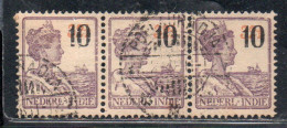 DUTCH INDIA INDIE INDE NEDERLANDS HOLLAND OLANDESI NETHERLANDS INDIES 1937 QUEEN WILHEMINA SURCHARGED 10c On 32 1/2 USED - Nederlands-Indië