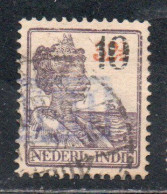 DUTCH INDIA INDIE INDE NEDERLANDS HOLLAND OLANDESI NETHERLANDS INDIES 1937 QUEEN WILHEMINA SURCHARGED 10c On 32 1/2 USED - Nederlands-Indië