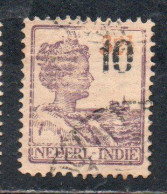 DUTCH INDIA INDIE INDE NEDERLANDS HOLLAND OLANDESI NETHERLANDS INDIES 1937 QUEEN WILHEMINA SURCHARGED 10c On 32 1/2 USED - Nederlands-Indië