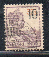 DUTCH INDIA INDIE INDE NEDERLANDS HOLLAND OLANDESI NETHERLANDS INDIES 1937 QUEEN WILHEMINA SURCHARGED 10c On 32 1/2 USED - Nederlands-Indië