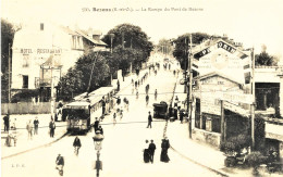 4633 -    BEZONS  : LA RAMPE DU PONT DE BEZONS -  ARRET DE TRAMWAY - Cafés , Hotels    CIRCULEE EN 1912 - Bezons