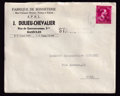 DDEE 780 -- Enveloppe TP Moins 10 % Surcharge Locale MONS 1946 - Entete Fabrique Bonneterie Dulieu-Chevalier à BASECLES - 1946 -10%