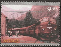 NORWAY 2004 150th Anniversary Of Norwegian Railways - 9k.50 - Early Diesel Locomotive, Flatmark Halt FU - Usados