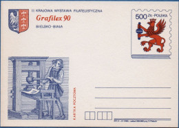 Polska, Poland 1990 Grafilex Philatelic Exhibition, Weapon Crest, Postkarte Pol 90-P1049 - Stamps