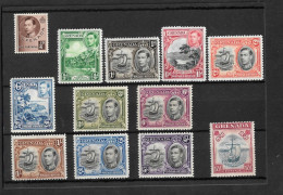 GRENADA 1937 - 1950 SET SG 152/163e UNMOUNTED MINT/MOUNTED MINT Cat £80 - Grenade (...-1974)