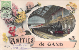 BELGIQUE - Gent - Amitiés De Gand - Train En Gare - Fantaisie Chemin De Fer - Carte Postale Ancienne - Gent