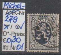 1930 - BELGIEN - FM/DM "Wappenschild" 75 C Dkl'violett - O  Gestempelt - S.Scan (279o 01-03 Be) - 1929-1937 Lion Héraldique