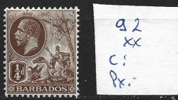 BARBADE 92 ** Côte 1 € - Barbados (...-1966)