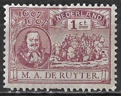 Plaatfout Wit Vlekje Naast 1 En Gebroken U In 1907 De Ruyterzegel 1 Ct Roodviolet NVPH 88 PM 5 Leidraad 22-37 Ongestempe - Errors & Oddities