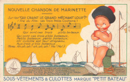 PUBLICITE - Nouvelle Chanson De Marinette - Sous-vêtements Et Culottes Marque "Petit Bateau" - Carte Postale Ancienne - Werbepostkarten