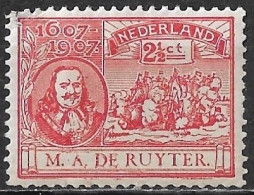 Verschoven / Dubbeldruk Onderin 1907 De Ruyterzegel 2½ Cent Steenrood NVPH 89 Ongestempeld - Plaatfouten En Curiosa