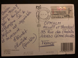 CP Pour La FRANCE ETIQUETTE 70 PTS OBL.MEC.21 7 0 BARCELONA - Timbres De Distributeurs [ATM]