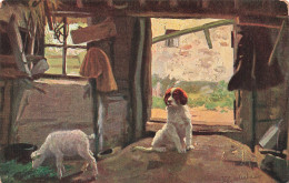 PEINTURES - TABLEAUX - Chien - Brebis - Carte Postale Ancienne - Pintura & Cuadros