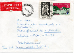 72772 - Italien - 1973 - 180L Alpinisten MiF A EilBf MERANO -> Westdeutschland - 1971-80: Storia Postale