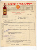 Document Commercial Facture 1948 Apéritif Bisset Ets Arche Bisset à Sète Hérault Acheteur Lucas Cavrois Sailly Cambrai - Food