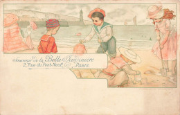 ENFANTS - Dessins D'enfants - Souvenir De La Belle Jardinière - Des Enfants Sur La Plage - Carte Postale Ancienne - Dibujos De Niños