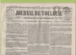 JOURNAL DE TOULOUSE 26 09 1844 - MASSAT - MONTAUBAN - FLORA TRISTAN AGEN - GABAS - CHINE - TAHITI - TOULON - TURQUIE - 1800 - 1849