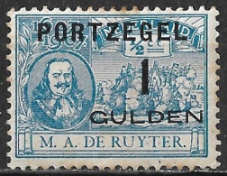 1907 Portzegels De Ruyter Hoogste Waarde 1 Gulden Op ½ Blauw NVPH P 43 Ongestempeld - Postage Due