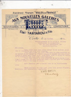 Courrier Commercial 1934 Ancienne Maison Villes De France Aux Nouvelles Galeries Ets Tartaroli & Fils Corte Corse - Textile & Clothing