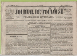 JOURNAL DE TOULOUSE 18 01 1845 - TANGER - GUIZOT / COMTE MOLE / ALLIANCE ANGLAISE - ECOLE POLYTECHNIQUE - - 1800 - 1849