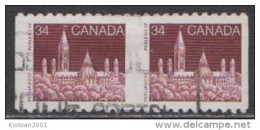 Canada 34c Red Parliament Used Imperforated Pair, Very Rare. Scott Value $ 130.00 - Gebruikt