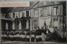 50 Manche CPA Abbaye De Saint Sauveur Le Vicomte Perron De La Maison Mère Décoré Pour Triduum Marie Madeleine Postel - Saint Sauveur Le Vicomte