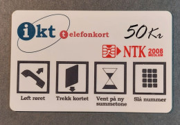 NTK Members Card 2008 , Printed On IKT Phonecard - Norway