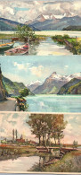 12 Postcards With Switzerland Views Very Decorative Aquarelle MARC Illlustrateurs - Colecciones Y Lotes