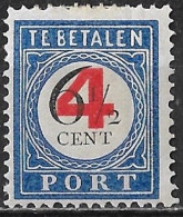 1906-1909 Portzegels Donkerblauw / Zwart 6½ Ct Overdrukt In Rood 4 Cent NVPH  P 29 Ongestempeld - Tasse