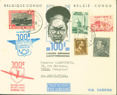 Belgique Congo 20 Nov 1938 100e Liaison Aérienne Luchtverbinding YT Belgique N° 484 485 427 432 + YT Congo Belge N°196A - Briefe U. Dokumente