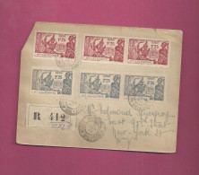 Lettre Recommandée De 1945 Pour Les EUAN - YT N° 173 X 3 Et 174 X 3 - Exposition Internationale De New-York - Briefe U. Dokumente