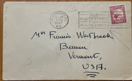 NEW ZEALAND 1937, ADVERTISING COVER, HOTEL WATERLOO, WELLINGTON CITY MACHINE SLOAN, BUY HEALTH STAMP FOR HEALTH CAMPS. - Covers & Documents