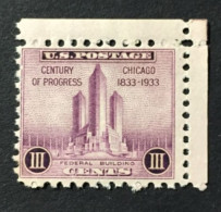 1933 - United States - Chicago Century Of Progress - Federal Building  - Unused - Unused Stamps
