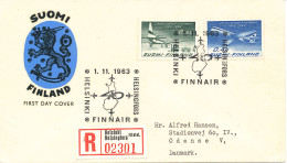 Finland Registered FDC 1-11-1963 Complete Set Of 2 Finnair 40th Anniversary With Cachet - FDC