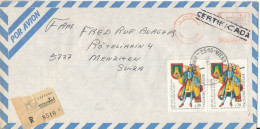 Argentina Registered Air Mail Cover With Meter Cancel And Stamps Sent To Switzerland Villa Angela 15-4-1993 Topic Stamp - Airmail