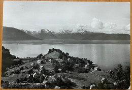 NORWAY 1950, POSTCARD, FOSSE I HARDANGER , MOUNTAIN VIEW, VILLAGE & RIVER, KING HAAKON STAMP, BRUGREND CITY SPECIAL CANC - Covers & Documents
